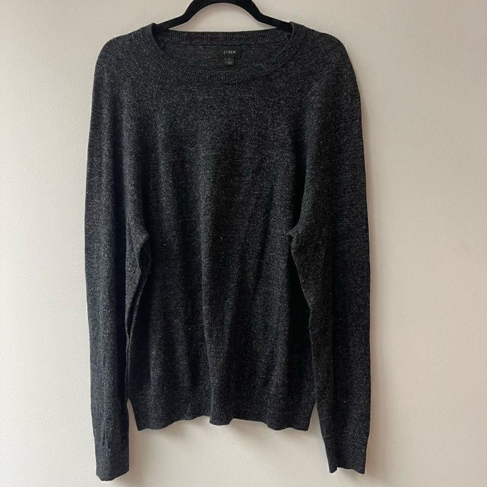 J Crew Mens Pullover Sweater Crewneck Long Sleeve Dark Gray Size Large